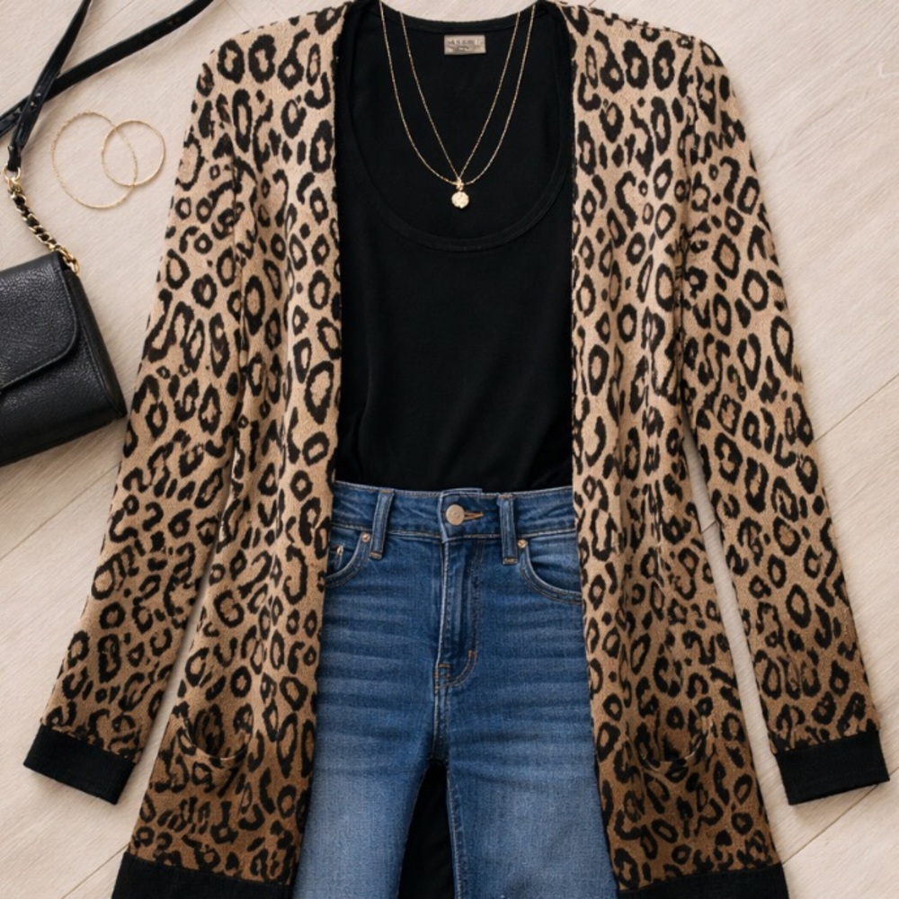 Leopard Print Open Cardigan